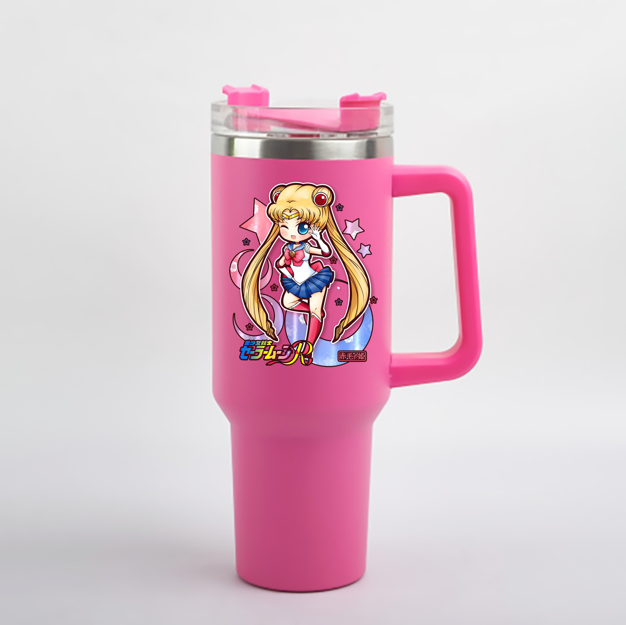 （画像用） 美少女戦士セーラームーン 月野 うさぎ つきの うさぎ Sailor Moon Tsukino Usagi 1200mL車用タンブラー - クリスタルステッカー（プラスチックストロー付き）